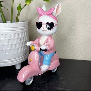 NEW 11" Bunny Rabbit Riding Pink Scooter Decor